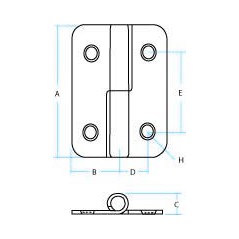 Charnière droite 100x75mm
