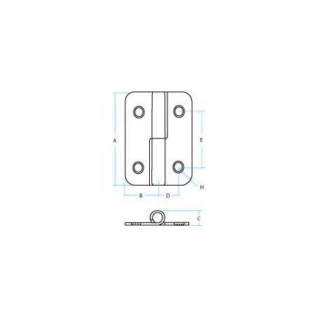Charnière droite 100x75mm