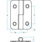 Charnière droite 100x75mm