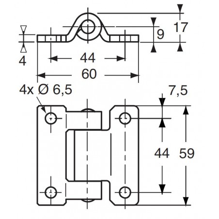 charnière inox 30X180°