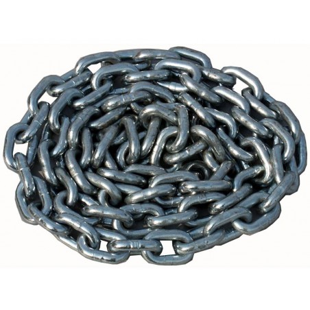 Chaine acier D10 calibrée zinguée blanc longueur 2m