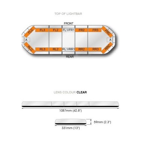 Enseigne 109 cm a led LEGION FIT  12 modules orange 12v/24v