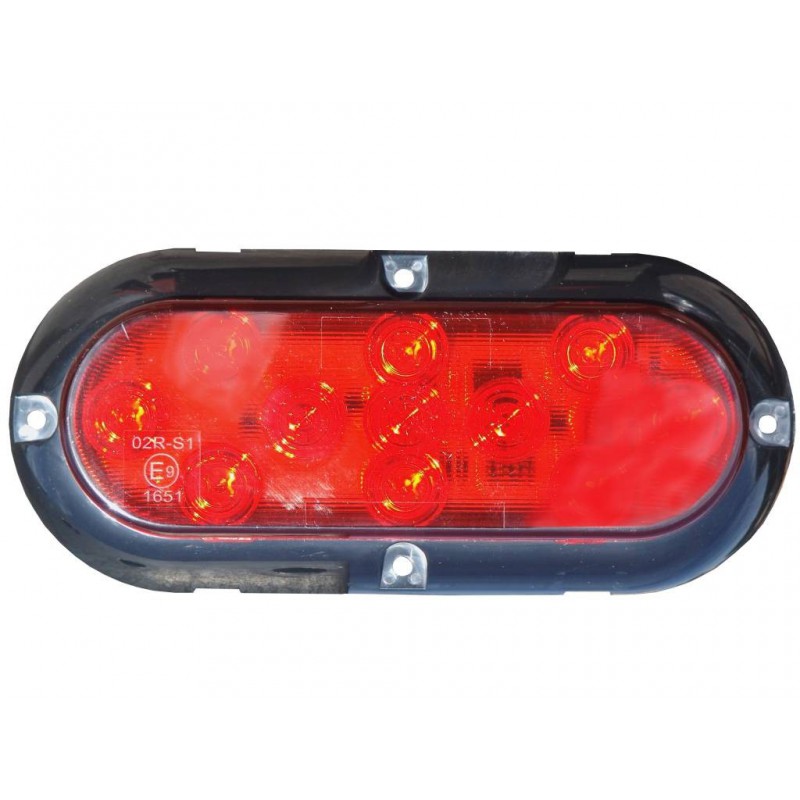 Feu périphérique rouge oval 12/24V à Led "PET"