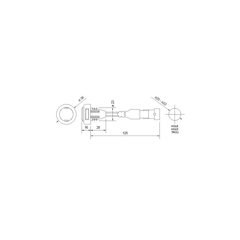 Feu rond rouge mini à Led 12/24V
