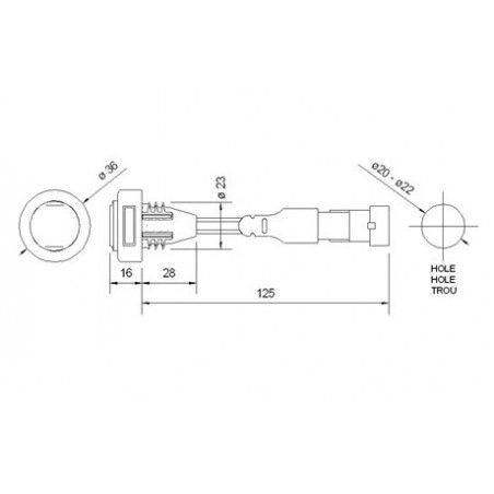 Feu rond rouge mini à Led 12/24V