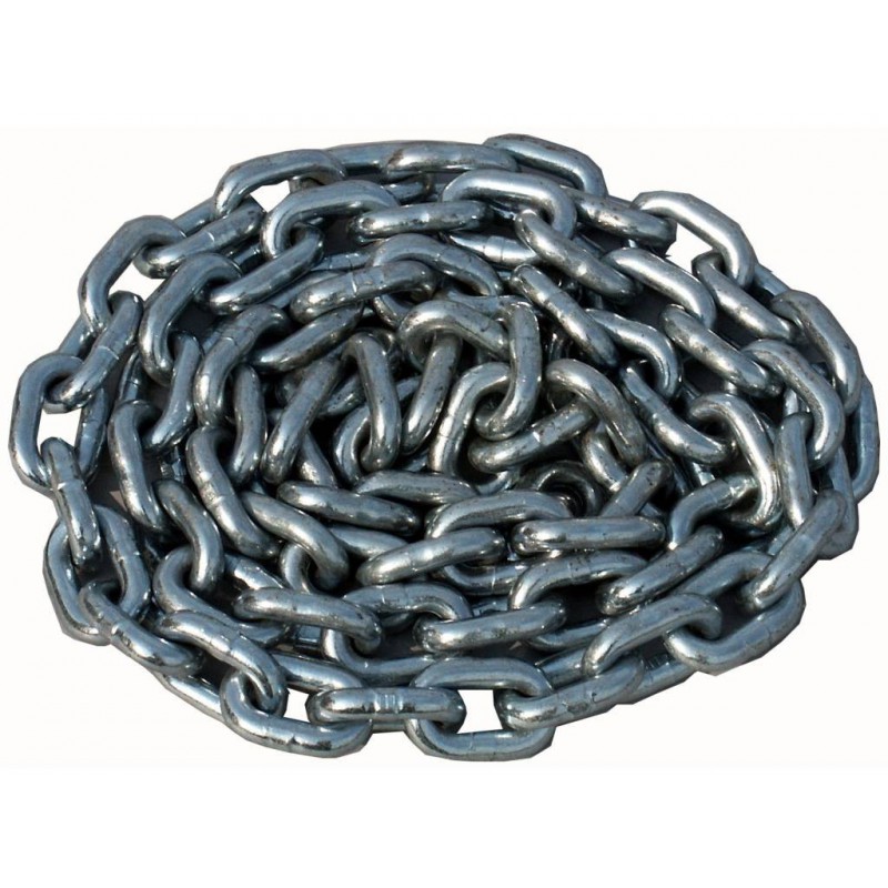 Chaine acier D10 calibrée zinguée blanc longueur 4m