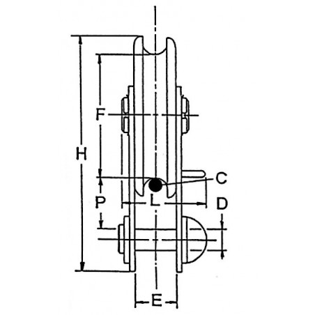 Poulie de mouflage à suspente treuil 22t à 30t (série halage)